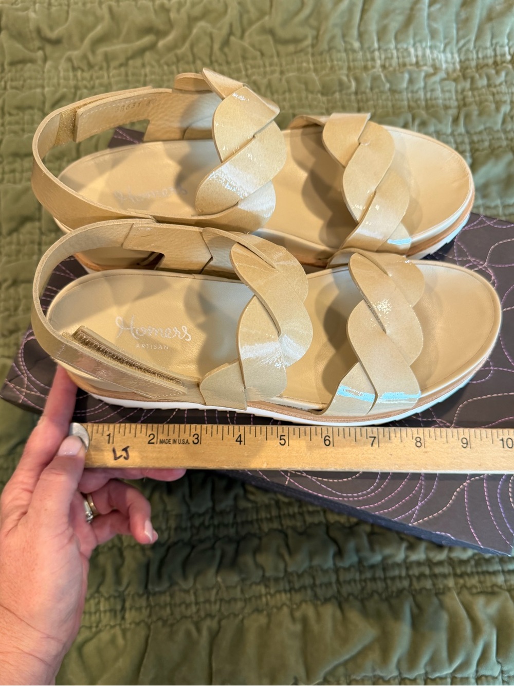 NIB HOMERS Artisan ELBA Leather Sandals EU 37 Beige Spanish Made Platform lux